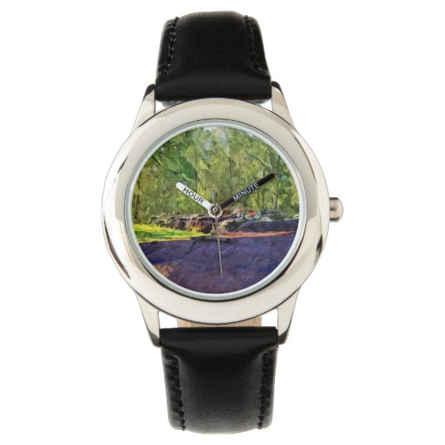 Relógio Abstrato de Carros e Caminhões Enrugados (Frente)