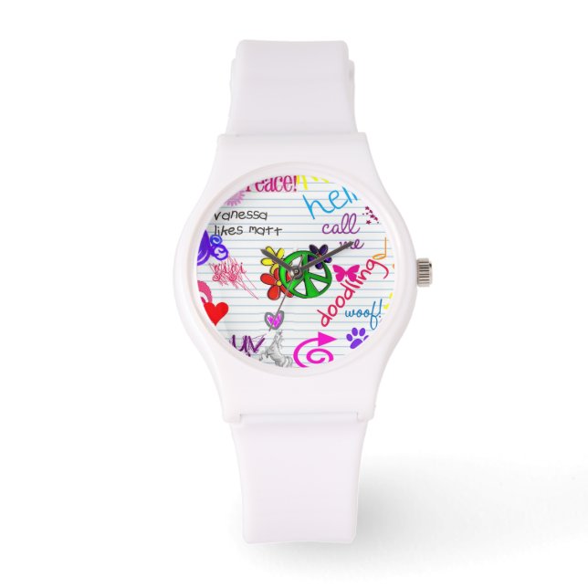 relógio abstrato de rabiscar (Frente)