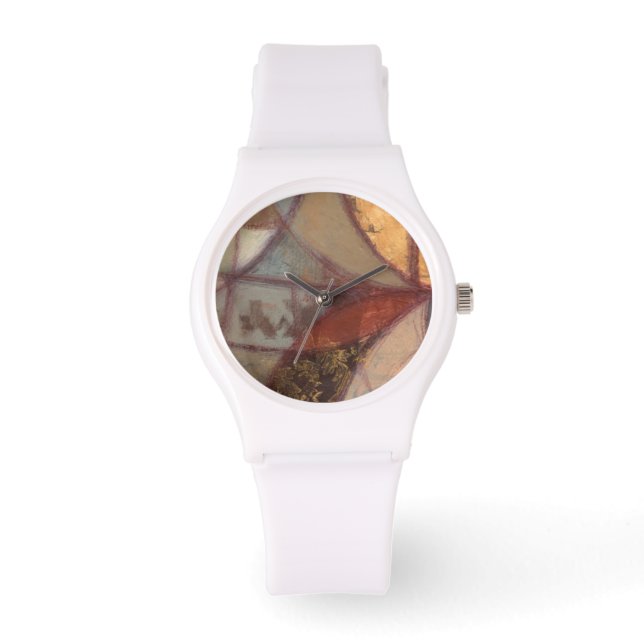 Relógio Abstrato Floral Leaf Painting de Norman Wyatt (Frente)