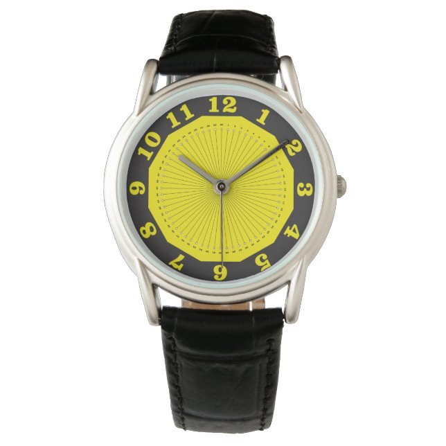 relógio abstrato preto amarelo com minutos (Frente)