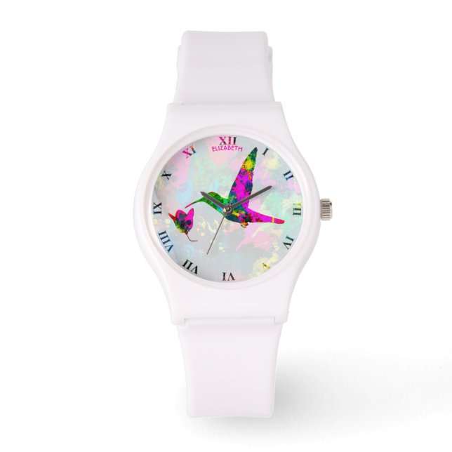 Relógio Abstrato Psychedelic Coloric Hummingbird Watch (Frente)