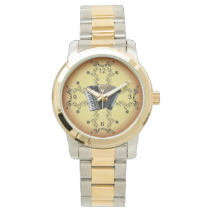 Relógio Acordeão ~ Rolar Musical ~ Fundo do Ouro ~