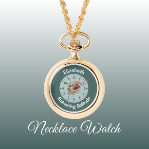 Relógio Adicionar nome verde introvertido floral