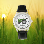 Relógio Adicione um trator verde bonito, meninos<br><div class="desc">design por originalartwork@delightful_doodles.com novamente por www.SonyaDeHart.com</div>