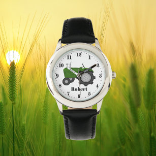 Relógio Adicione um trator verde bonito, meninos
