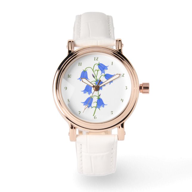 Relógio Adorável Bluebells Rosa Dourado Vintage Watch (Frente)