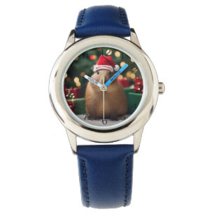 Relógio Adorável Capybara de Natal, Meninos Assistam