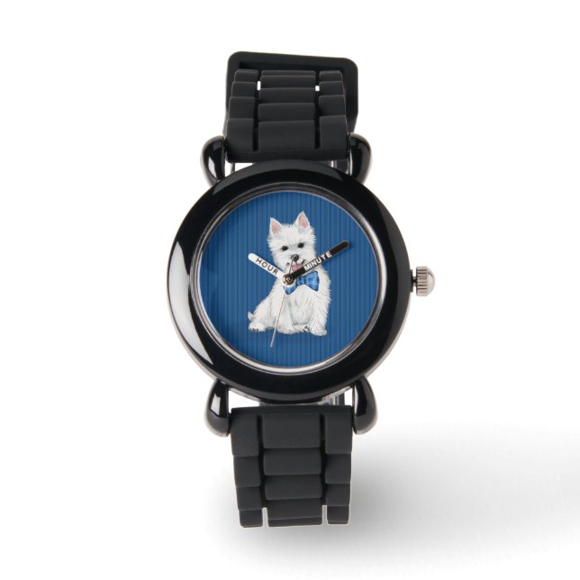 Relógio Adorável West Highland White Terrier Glitter Watch (Frente)