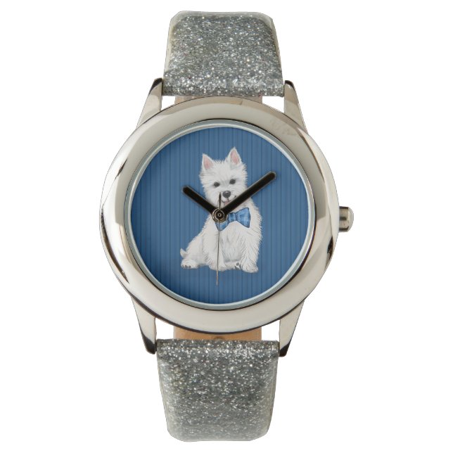 Relógio Adorável West Highland White Terrier Glitter Watch (Frente)