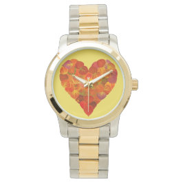 Relógio Adoro o outono, sutil, vermelho aspen, coração 1