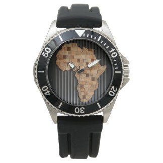 Relógio Africa Watch (mapa de madeira)