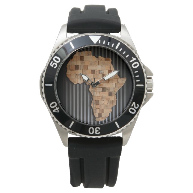 Relógio Africa Watch (mapa de madeira) (Frente)