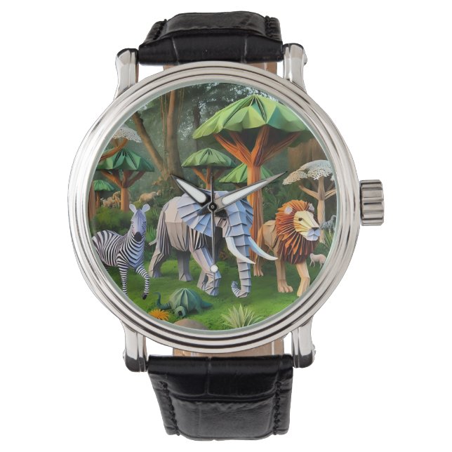 Relógio  African animals in origame (Frente)