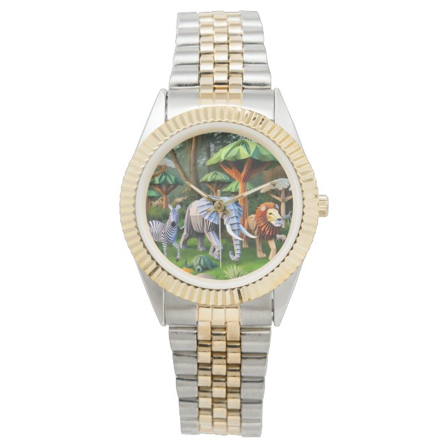 Relógio  African animals in origame (Frente)
