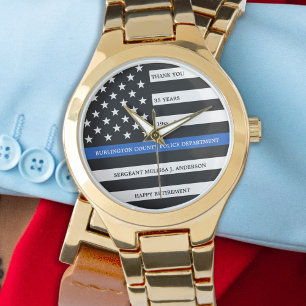 Relógio Agente Policial da Linha Azul Thin Dourado