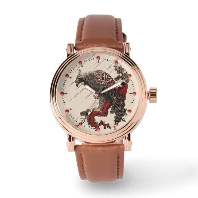 Relógio ÁGUA NA SUCURSAL DE PINO NA CHUVA Ukiyoe (Frente)