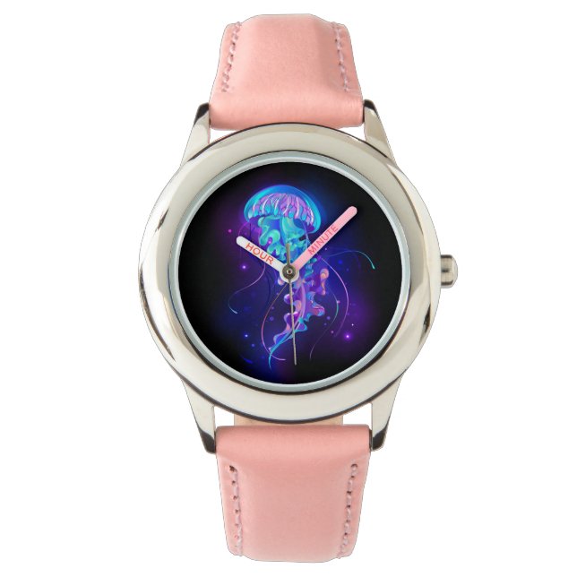 Relógio Água-viva brilhante a cores (Frente)