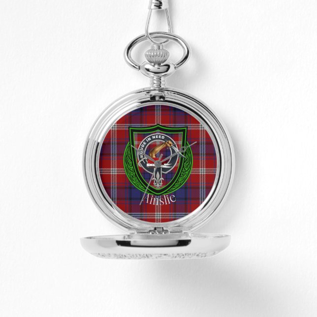 Relógio Ainslie Scottish Clan Tartan & Crest (Frente)