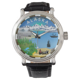 Relógio Alaska Watch, Flag, Seal, patriótico Alaskan