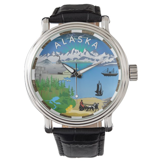 Relógio Alaska Watch, Flag, Seal, patriótico Alaskan (Frente)