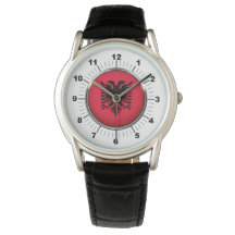 Albânia Fla Crown Black Leather Strap