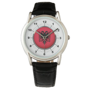 Relógio Albânia Fla Crown Black Leather Strap