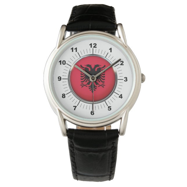 Relógio Albânia Fla Crown Black Leather Strap (Frente)