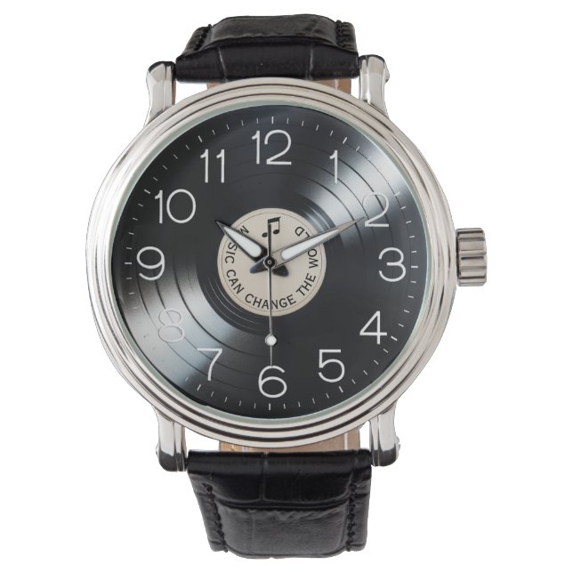 Relógio Álbum Black Vinyl Record com citação (Frente)