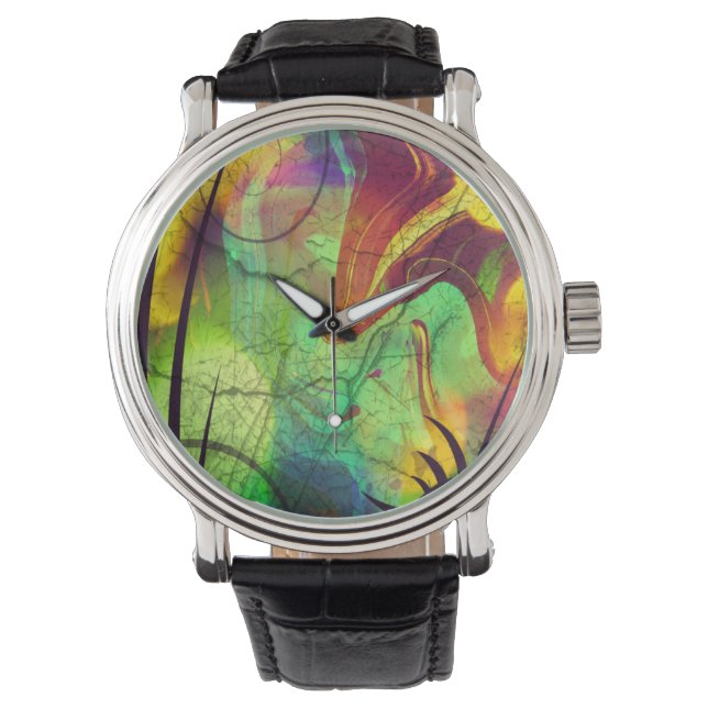 Relógio Alienígena Opal Abstrato Watch (Frente)