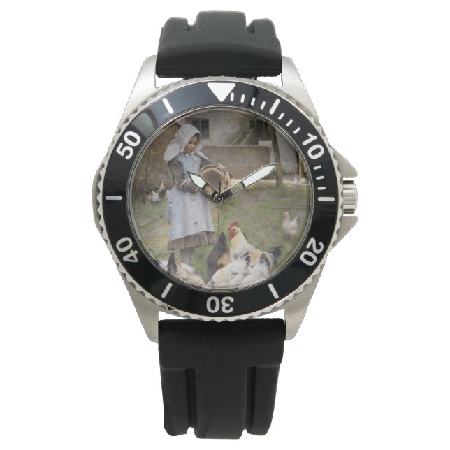Relógio Alimentando os frangos (por Walter Frederick Osbor (Frente)