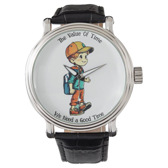 Relógio Almond e Blue School Bag para Meninos - (Frente)