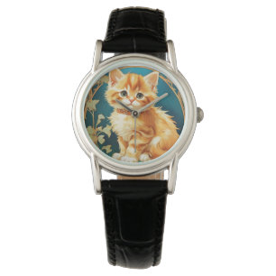 Relógio Alphonse Mucha Art Nouveau Cat