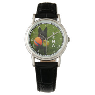 Relógio Alteração de German shepherd e nome preto para o