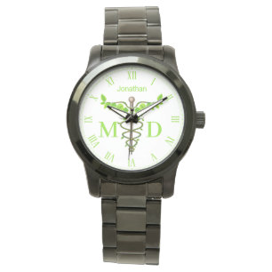 Relógio Alternativo Médico Caduco Verde Folha Branca