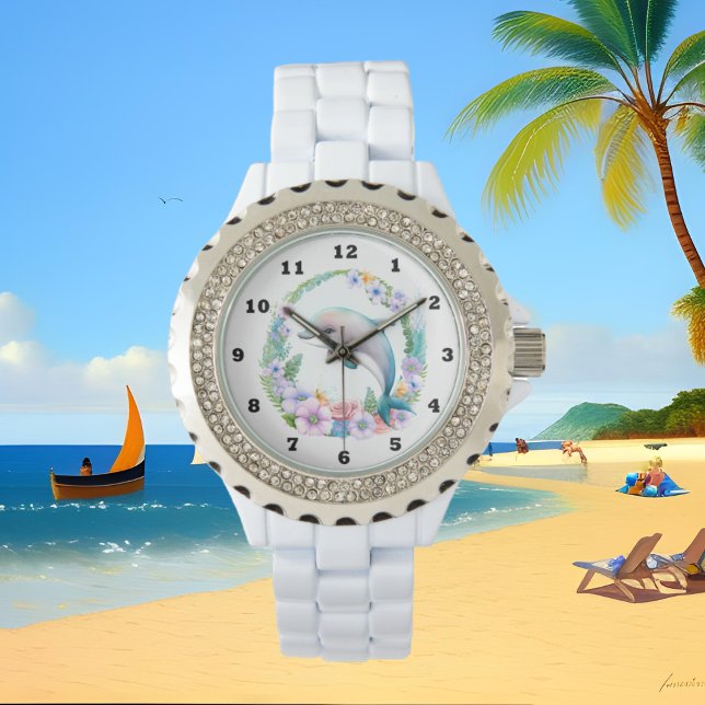 Relógio amantes de golfinhos de aquarela fofa (Criador carregado)