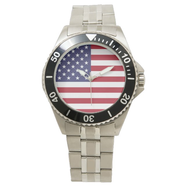 Relógio American Flag Classic Stainless Steel Watch (Frente)