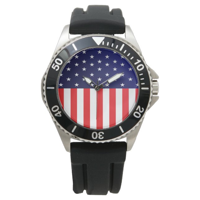 Relógio American Flag Monograma Pocket Watch (Frente)