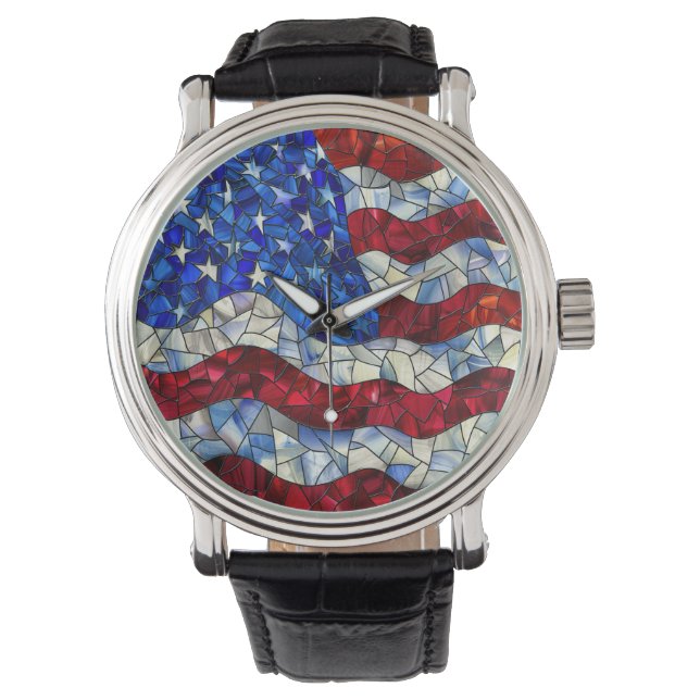 Relógio American Flag Sitting Glass Watch (Frente)