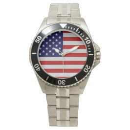 Relógio American Flag Stainless Steel Bracelet Watch