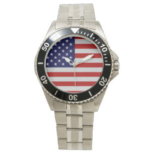 Relógio American Flag Stainless Steel Bracelet Watch