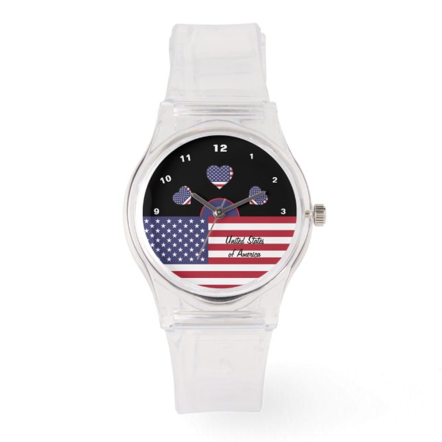 Relógio American Flag watch, Heart fashion, USA /sport (Frente)