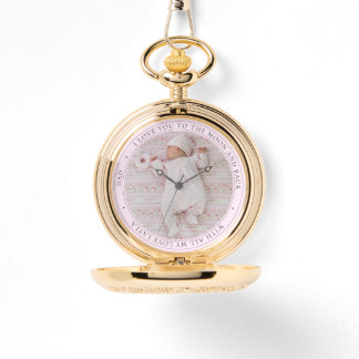 Relógio Amo Você Pai Fotografia Personalizada Pocket Rosa 