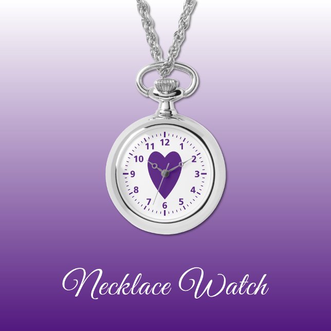 Relógio Amor roxo, coração, Necklace Watch (Criador carregado)
