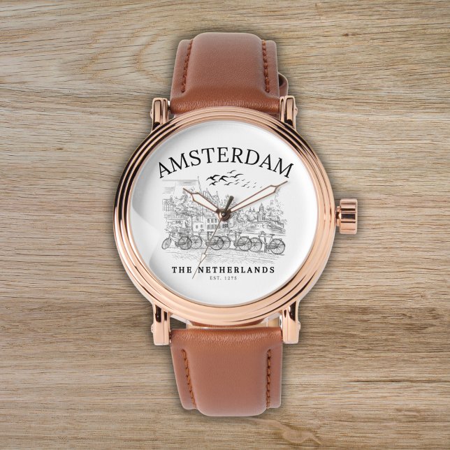 Relógio Amsterdam Cute Vintage Landscape (Criador carregado)