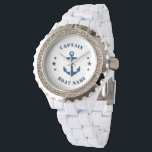 Relógio Ancoragem Clássica Náutica Capitão Barco ou Marinh<br><div class="desc">Ancoragem Náutica Clássica de Nave com Capitão Rank ou outro título e Seu Nome ou Nome do Barco em um Relógio de Pulso Na moda. Este Pocket Watch personalizado não só vai chegar o tempo, como também é uma peça divertida de conversa. Perfeito para o Dia de os pais, mas...</div>