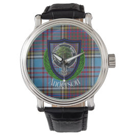 Relógio Anderson Scottish Clan Tartan e Crest