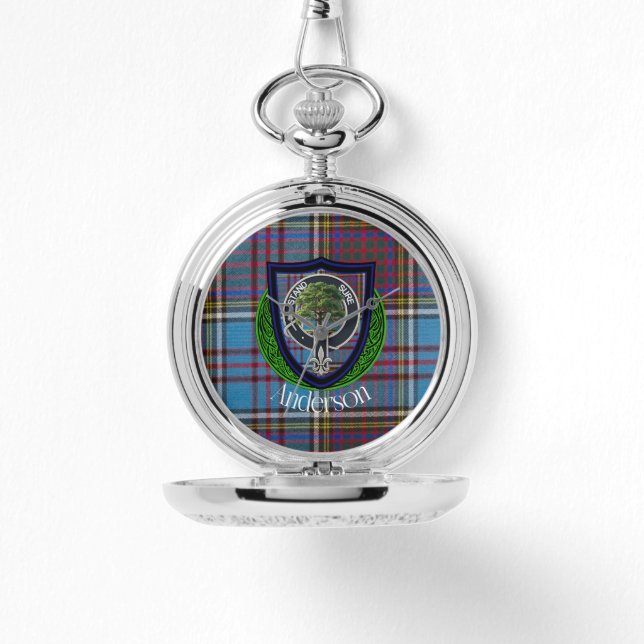 Relógio Anderson Scottish Clan Tartan e Crest (Frente)