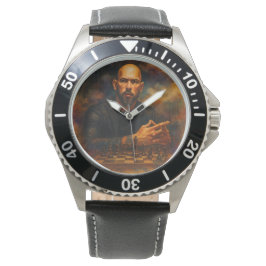 Relógio Andrew Tate Stainless Steel Black Leather Watch