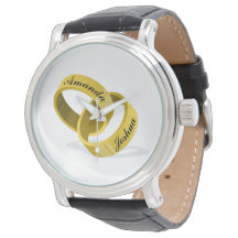 Anéis de Casamento Intercalado - Nomes personaliza