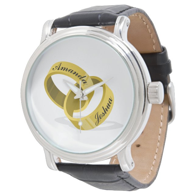 Relógio Anéis de Casamento Intercalado - Nomes personaliza (Angular)